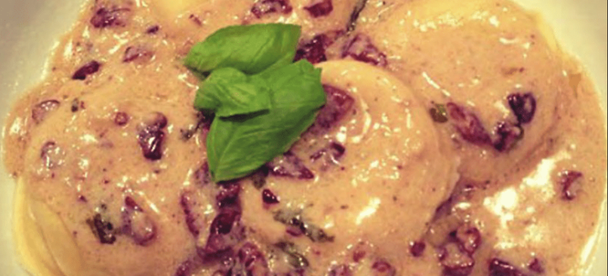 Gorgonzola Ravioli with Walnut Brown Butter Cream Sauce