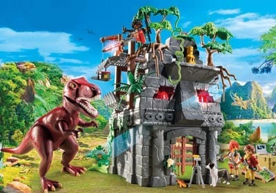 hidden temple with t-rex