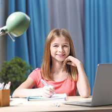 smart girl studying
