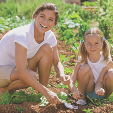 gardening with young girl