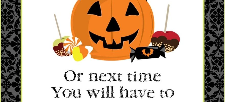 Free Printable “Take One Treat” Halloween Sign