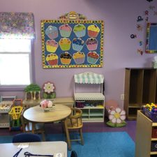 preschool classroom with cupcake poster