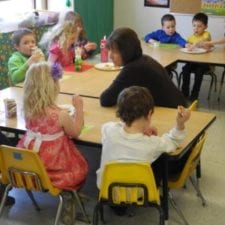 kids at their desks in preschool