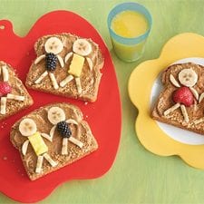peanut butter sandwiches with fruit figures