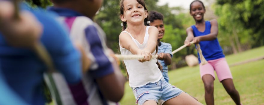 kids playing tug-of-war