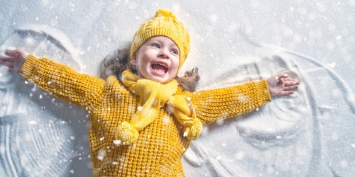 Girl having fun on a snow day; not feeling boredom