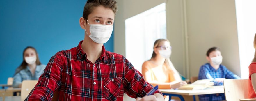 high school kids in masks