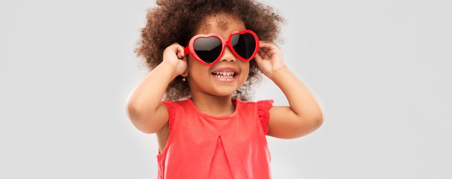 girl with valentine heart glasses