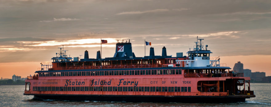 staten island ferry at dusk