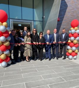 ribbon cutting at new library