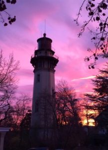 lighthouse at dusk