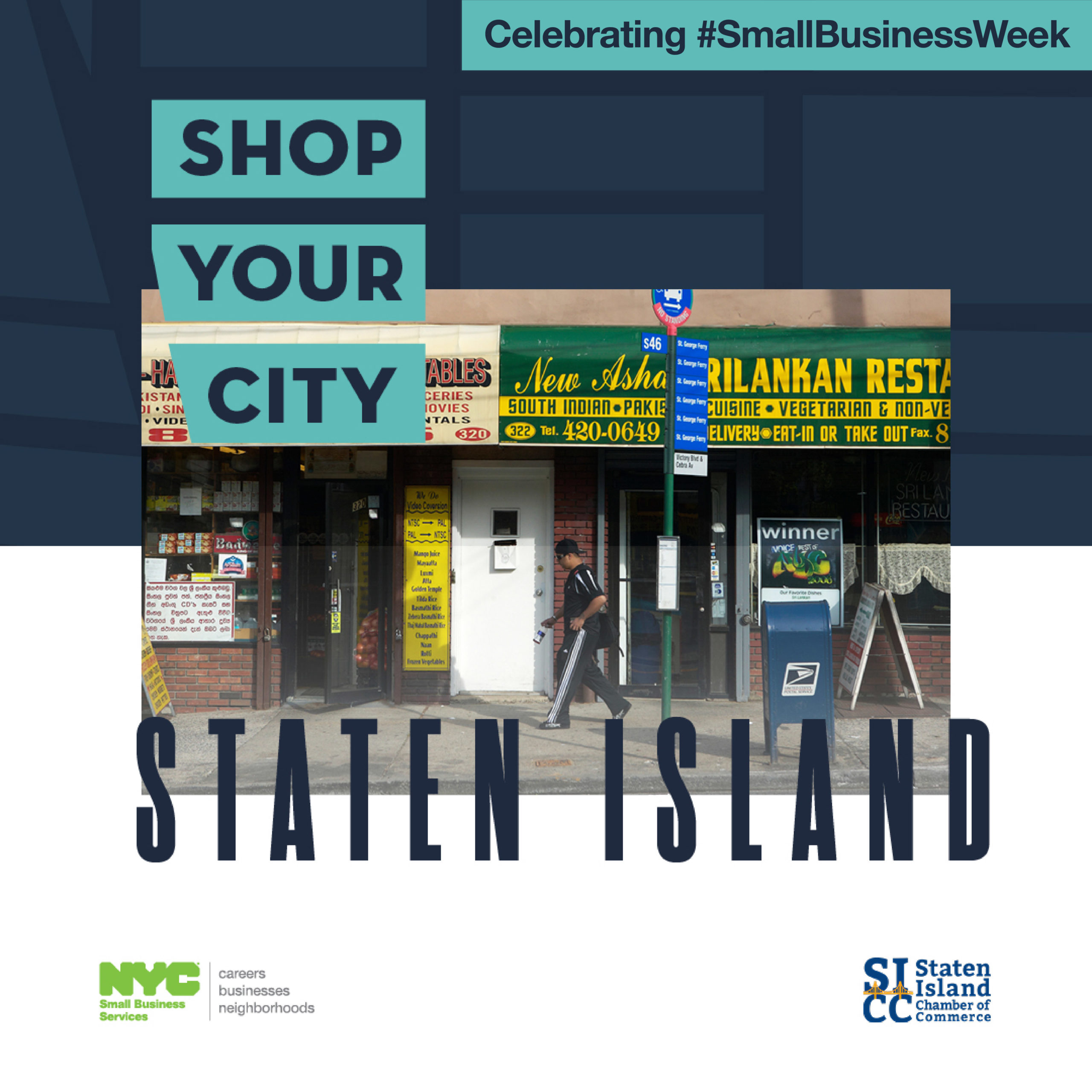a flyer featuring storefronts on staten island