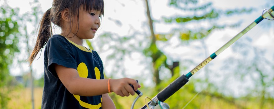 little girl fishing