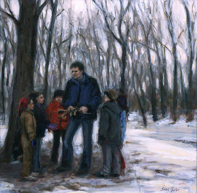 a painting of people in winter