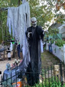 Halloween decorations in a yard