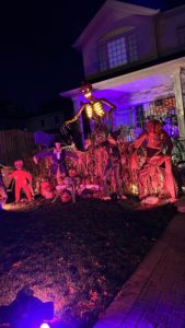 Halloween decorations at night