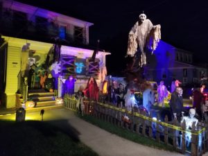 Halloween decorations at night