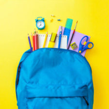 Backpack filled with school supplies