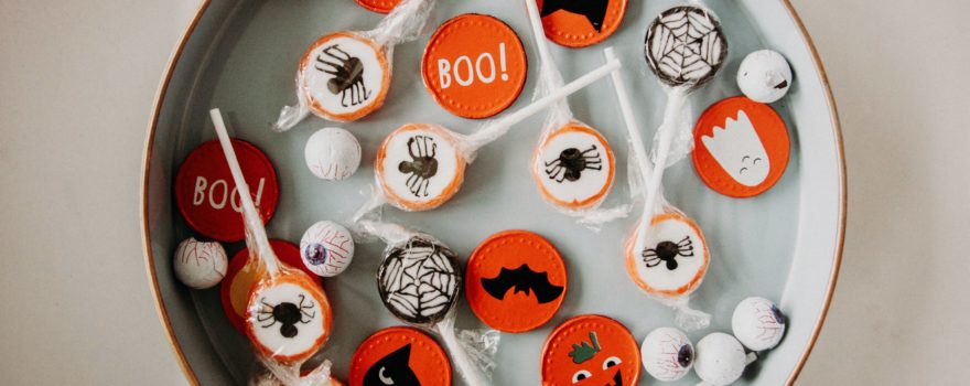 plate of trick-or-treating candy
