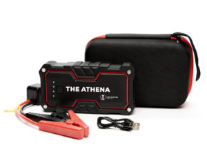 A portable jump starter.