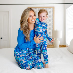 Woman and child wearing pajamas, which are great holiday gifts for mom.