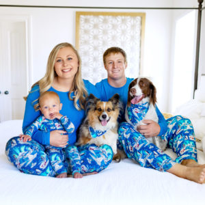 Family with matching pajamas