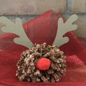 Holiday craft in the shape of a reindeer.