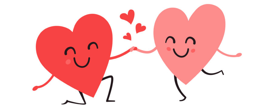 illustration of two heart characters