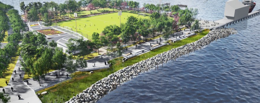 Rendering of new beach that will open in NYC.