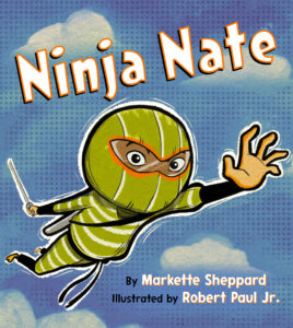 Cover of the book, Ninja Nate, featuring an illustration of a boy dressed as a ninja.