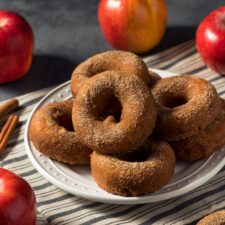 a plate of apple cider donuts similar to apple cider donuts on Staten Island that can be purchased in several places