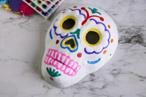 Sugar skull craft, one of many Day of the Dead craft ideas to make to celebrate the holiday