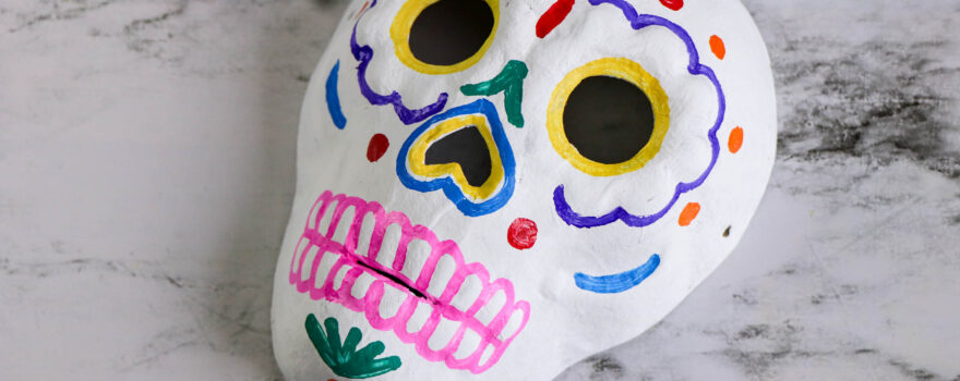 Sugar skull craft, one of many Day of the Dead craft ideas to make to celebrate the holiday